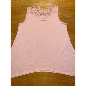 Sleeveless Pink Lace-Trimmed Swing Top Girls Size 7 Cotton Blend Casual Wear